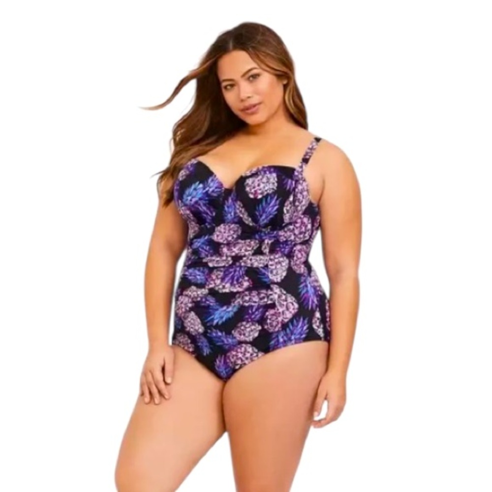 Torrid Pineapple Push-Up Demi Slim Fix Swimsuit - Size 3X